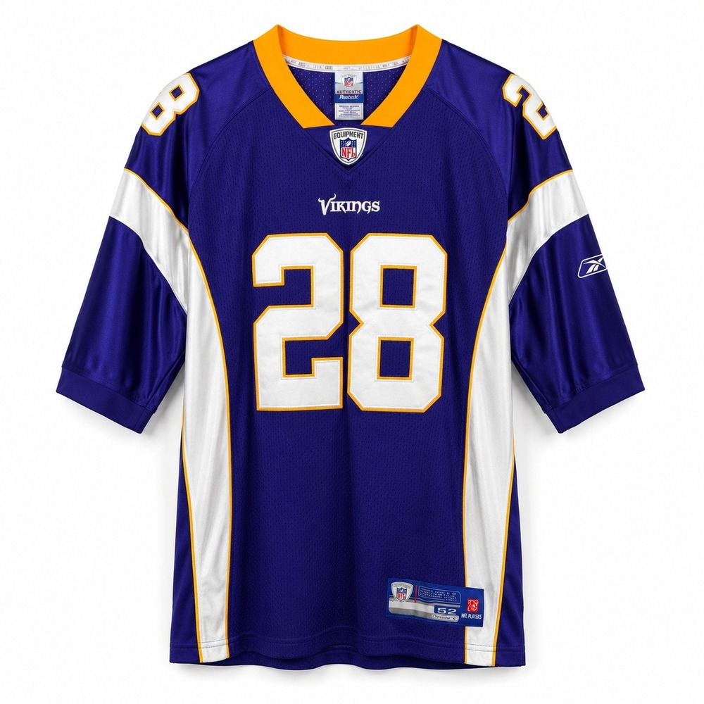 Reebok Adrian Peterson Minnesota Vikings NFL Authentic Jersey Purple Men Size 52